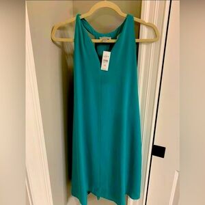 NWT Loft Womens Size Medium Sleeveless A-Line Dress Green Round Neck Keyhole